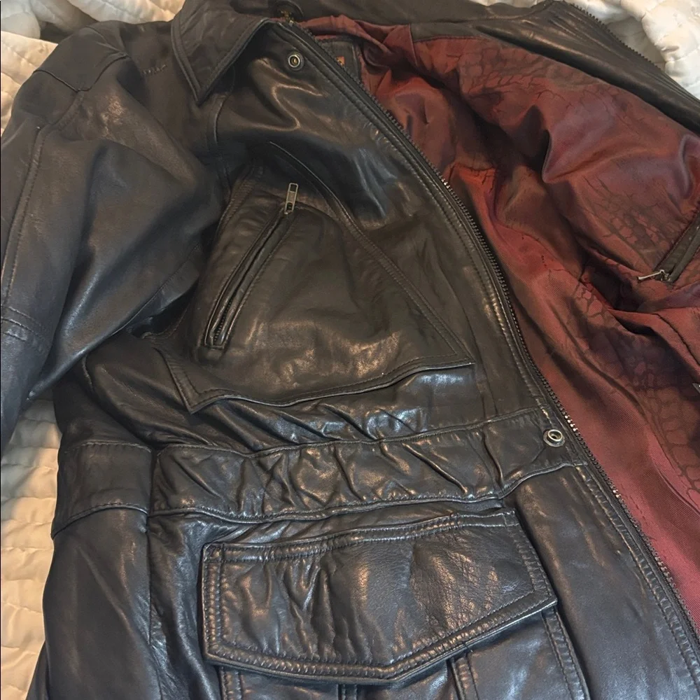 Pelle Cuir G-III Men's Black 100%Leather Military Jacket